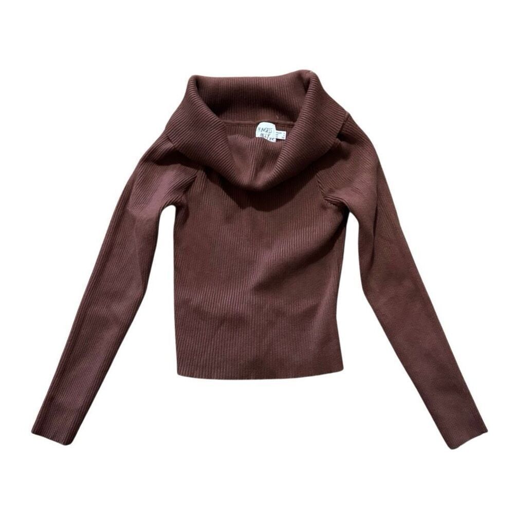 Princess Polly brown ribbed off the shoulder long sleeve size 4